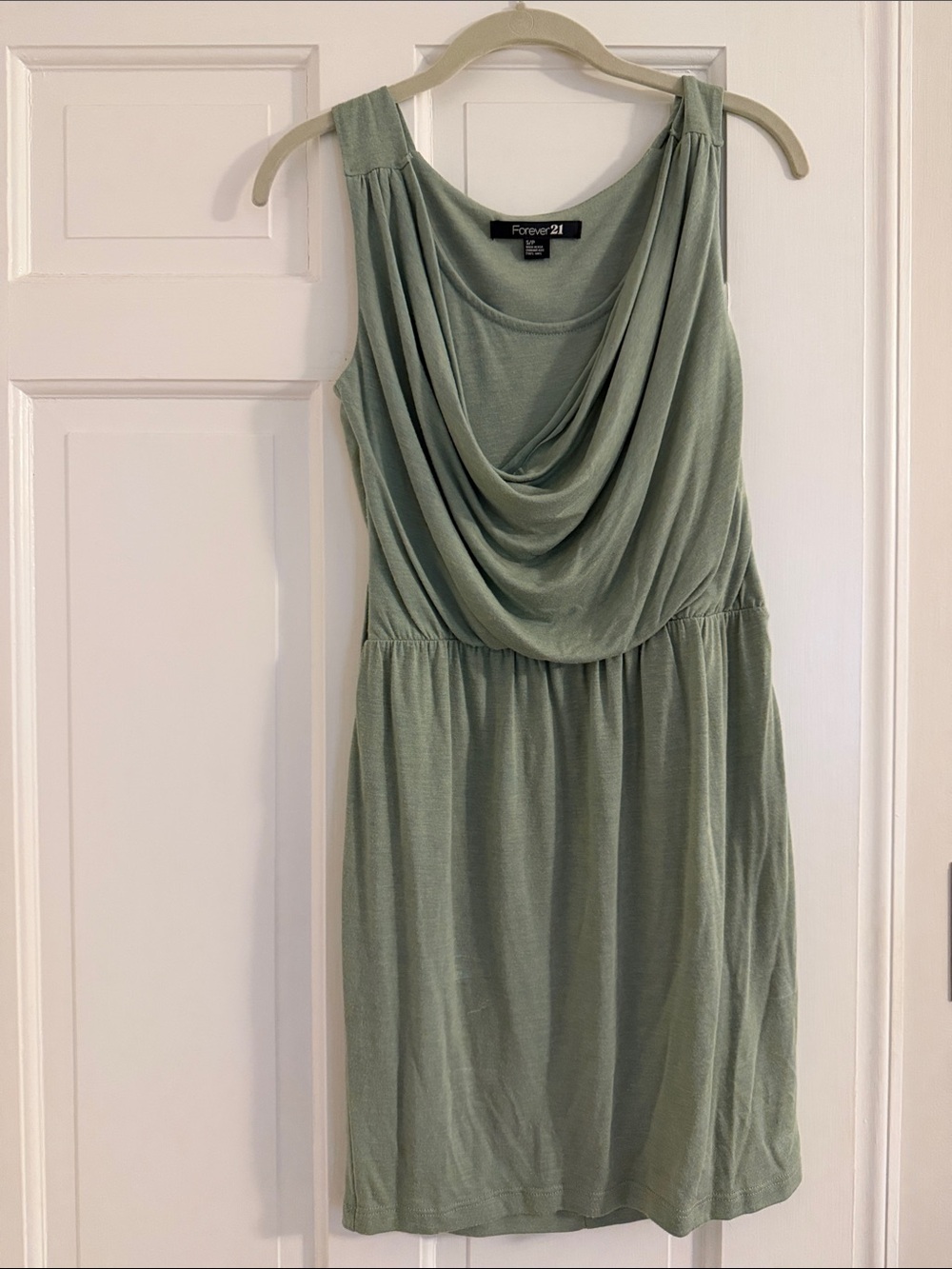Forever 21 Sage Green Draped Cowl Neck Mini Dress